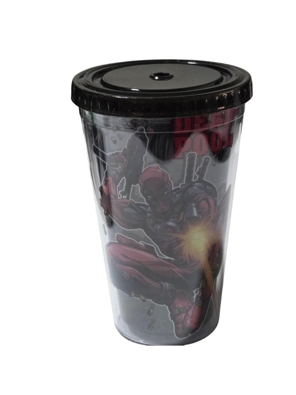 Deadpool Black Plastic Tumbler Lid 16 Oz BPA Free Cup Marvel Comic Art Superhero